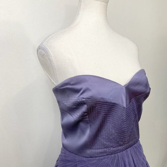 BCBGMAXAZRIA SAS PURPLE STRAPLESS LAYERED BALLERINA MINI DRESS - 10 - Picture 4 of 8